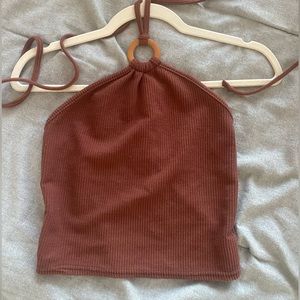 Brown o-ring halter top
